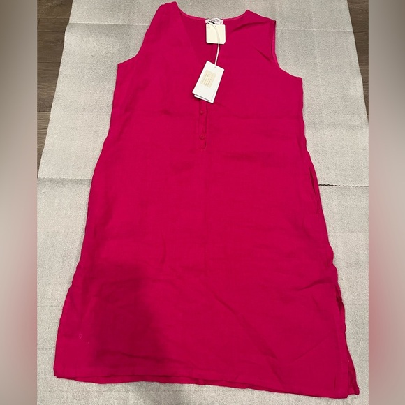 [M]Allegra Masetti Women's Pink Linen Shift Dress Sleeveless Italy - Picture 1 of 7